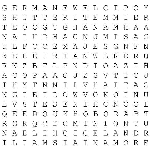 Immigration Word Search